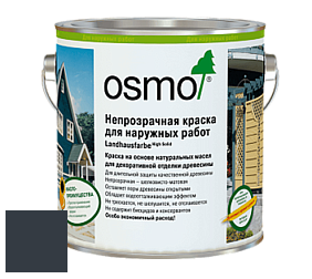 OSMO Landhausfarbe / Непрозрачная краска для наружных работ  2101, 2203, 2204, 2205, 2308, 2310, 2311, 2404, 2501, 2506, 2507, 2606, 2607, 2703, 2704, 2708, 2735, 2742, 2716 цвет 2716 Серый антрацит