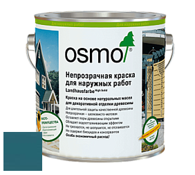 OSMO Landhausfarbe / Непрозрачная краска для наружных работ  2101, 2203, 2204, 2205, 2308, 2310, 2311, 2404, 2501, 2506, 2507, 2606, 2607, 2703, 2704, 2708, 2735, 2742, 2716 цвет 2501 Морская волна