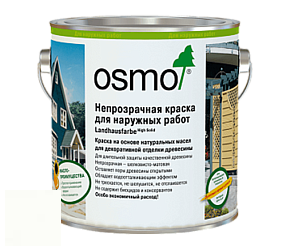 OSMO Landhausfarbe / Непрозрачная краска для наружных работ  2101, 2203, 2204, 2205, 2308, 2310, 2311, 2404, 2501, 2506, 2507, 2606, 2607, 2703, 2704, 2708, 2735, 2742, 2716 цвет 2101 Белый
